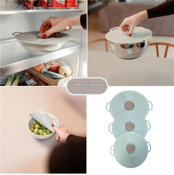 Lufttætte silikonelåg 3.pakn